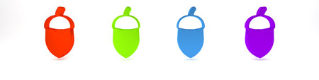 Colorful Acorn icon isolated on white background. Minimalism concept. 3D render illustration.の写真素材