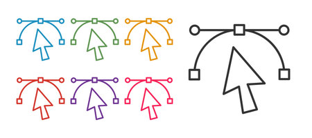 Set line Bezier curve icon isolated on white background. Pen tool icon. Set icons colorful. Vector.のイラスト素材