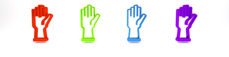 Colorful Protective gloves icon isolated on white background. Minimalism concept. 3D render...