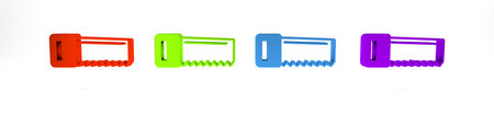 Colorful Hand saw icon isolated on white background. Minimalism concept. 3D render illustration.の写真素材