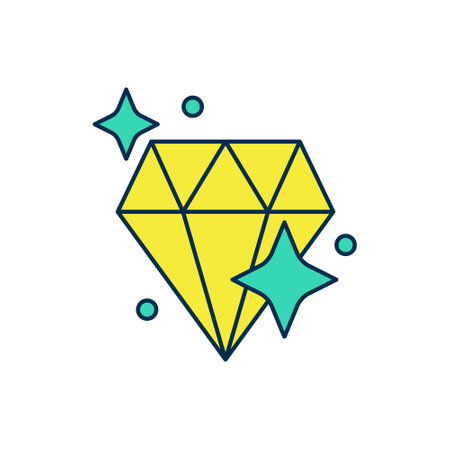 Filled outline Diamond icon isolated on white background. Jewelry symbol. Gem stone. Vector.のイラスト素材