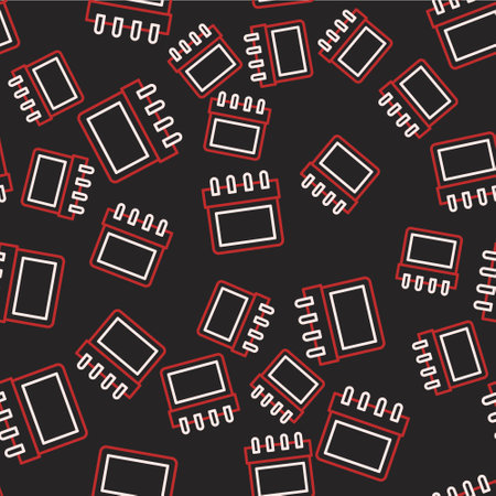 Line Calendar icon isolated seamless pattern on black background. Event reminder symbol. Vector.のイラスト素材