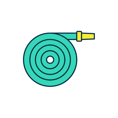 Filled outline Garden hose icon isolated on white background. Spray gun icon. Watering equipment. Vector.のイラスト素材