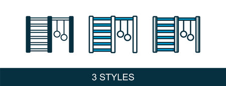 Filled outline Wooden Swedish wall icon isolated on white background. Swedish stairs Vector.のイラスト素材