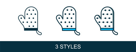 Filled outline Oven glove icon isolated on white background. Kitchen potholder sign. Cooking glove. Vector.のイラスト素材
