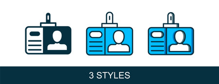 Filled outline Identification badge icon isolated on white background. It can be used for presentation, identity of the company, advertising. Vector.のイラスト素材