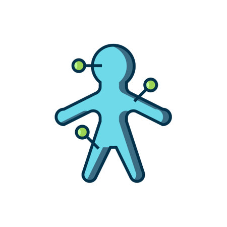 Filled outline Voodoo doll icon isolated on white background. Flat filled outline style with shadow. Vector.のイラスト素材