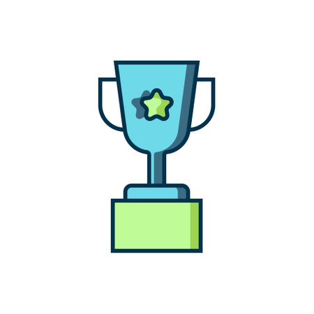 Filled outline Award cup icon isolated on white background. Winner trophy symbol. Championship or competition trophy. Sports achievement sign. Flat filled outline style with shadow. Vector.のイラスト素材