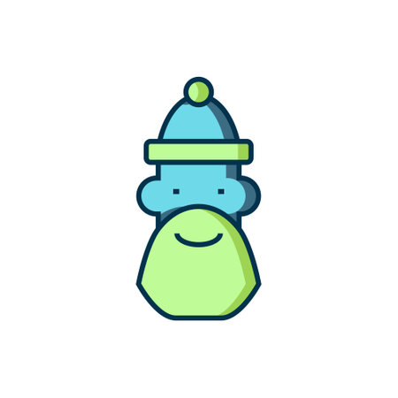 Filled outline Santa Claus hat and beard icon isolated on white background. Merry Christmas and Happy New Year. Flat filled outline style with shadow. Vector.のイラスト素材