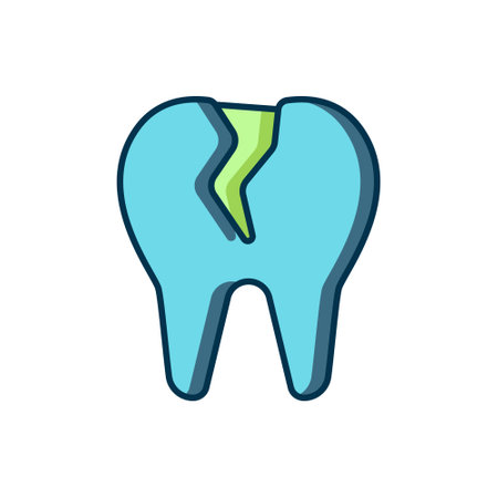 Filled outline Broken tooth icon isolated on white background. Dental problem icon. Dental care symbol. Flat filled outline style with shadow. Vector.のイラスト素材