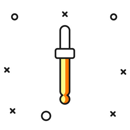 Filled outline Eyedropper color picker palette icon isolated on isolated on white background. Flat filled outline style with shadow. Vector.のイラスト素材