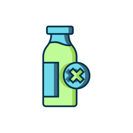 Filled outline Lactose intolerance icon isolated on white background. Not allow milk. Allergy concept, lactose intolerance allergy warning sign. Flat filled outline style with shadow. Vector.のイラスト素材
