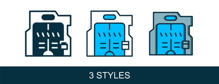 Filled outline Futuristic sliding doors icon isolated on white background. Vector.のイラスト素材