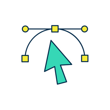 Filled outline Bezier curve icon isolated on white background. Pen tool icon. Vector.のイラスト素材