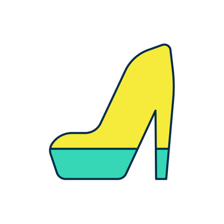 Filled outline Woman shoe with high heel icon isolated on white background. Vector.のイラスト素材