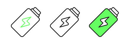 Set line Battery charge level indicator icon isolated on white background. Vector.のイラスト素材