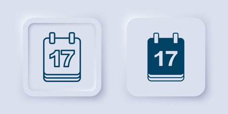 Filled and outline Saint Patricks day with calendar icon isolated on gray background. Date 17 March. Square button. Vector.のイラスト素材