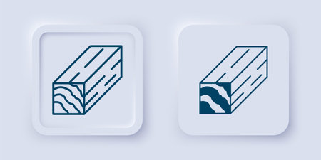 Filled and outline Wooden beam icon isolated on gray background. Lumber beam plank. Square button. Vector.のイラスト素材