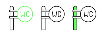 Set line Toilet icon isolated on white background. WC sign. Washroom. Vector.のイラスト素材