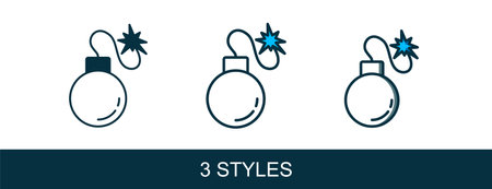 Filled outline Bomb ready to explode icon isolated on white background. Vector.のイラスト素材