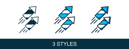 Filled outline Firework rocket icon isolated on white background. Concept of fun party. Explosive pyrotechnic symbol. Vector.のイラスト素材
