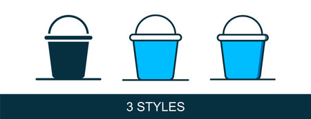 Filled outline Bucket icon isolated on white background. Vector.のイラスト素材