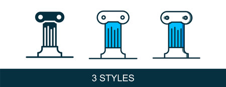 Filled outline Law pillar icon isolated on white background. Ancient column. Vector.のイラスト素材