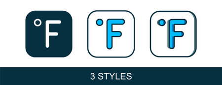 Filled outline Fahrenheit icon isolated on white background. Vector.のイラスト素材