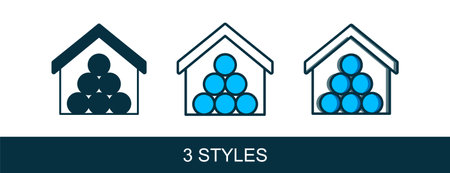 Filled outline Wooden logs icon isolated on white background. Stack of firewood. Vector.のイラスト素材