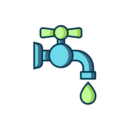 Filled outline Water tap icon isolated on white background. Flat filled outline style with shadow. Vector.のイラスト素材