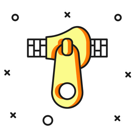 Filled outline Zipper icon isolated on white background. Flat filled outline style with shadow. Vector.のイラスト素材