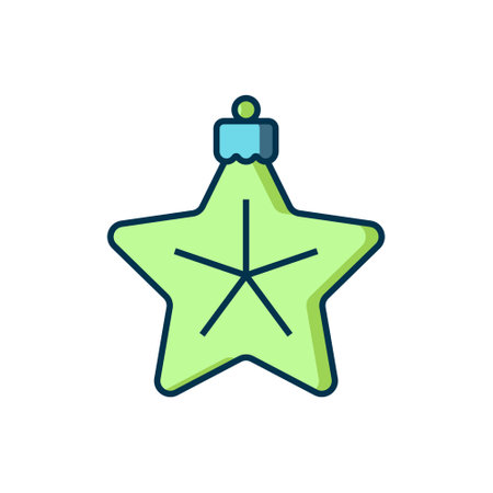 Filled outline Christmas star icon isolated on white background. Merry Christmas and Happy New Year. Flat filled outline style with shadow. Vector.のイラスト素材