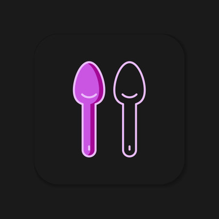 Filled outline Spoon icon isolated on black background. Cooking utensil. Cutlery sign. Flat filled outline style with shadow. Vector.のイラスト素材