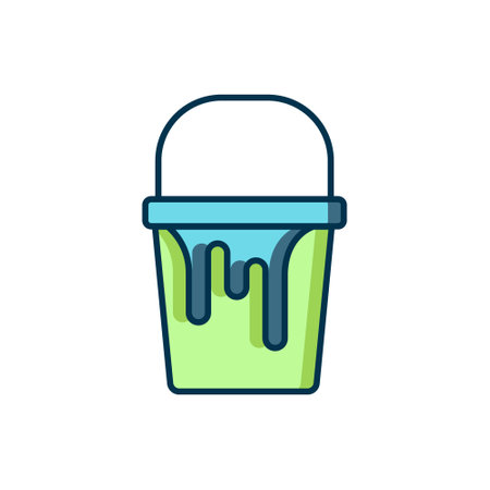 Filled outline Paint bucket icon isolated on white background. Flat filled outline style with shadow. Vector.のイラスト素材