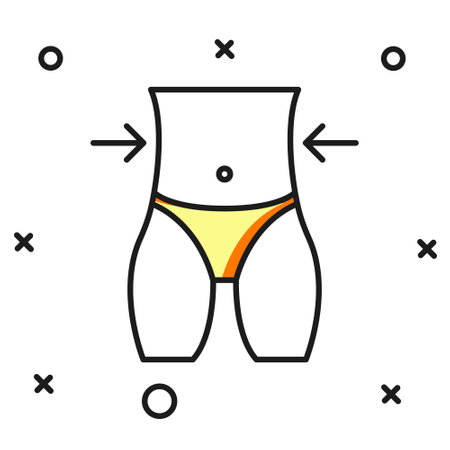 Filled outline Women waist icon isolated on white background. Flat filled outline style with shadow. Vector.のイラスト素材