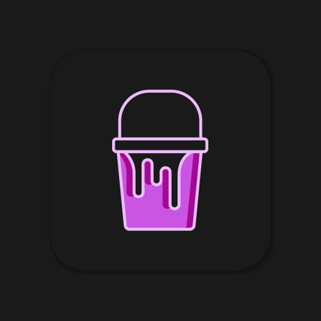Filled outline Paint bucket icon isolated on black background. Flat filled outline style with shadow. Vector.のイラスト素材