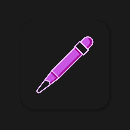 Filled outline Pencil with eraser icon isolated on black background. Drawing and educational tools. School office symbol. Flat filled outline style with shadow. Vector.のイラスト素材