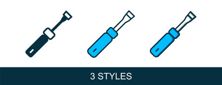 Filled outline Screwdriver icon isolated on white background. Service tool symbol. Vector.のイラスト素材