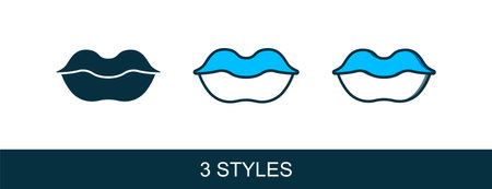Filled outline Smiling lips icon isolated on white background. Smile symbol. Vector.のイラスト素材