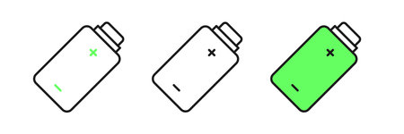 Set line Battery charge level indicator icon isolated on white background. Vector.のイラスト素材