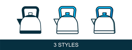 Filled outline Kettle with handle icon isolated on white background. Teapot icon. Vector.のイラスト素材