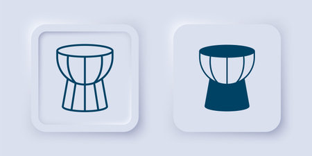 Filled and outline African darbuka drum icon isolated on gray background. Musical instrument. Square button. Vector.のイラスト素材