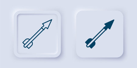 Filled and outline Medieval arrow icon isolated on gray background. Medieval weapon. Square button. Vector.のイラスト素材