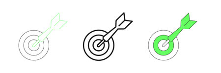 Set line Classic dart board and arrow icon isolated on white background. Dartboard sign. Game...