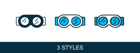 Filled outline Welding glasses icon isolated on white background. Protective clothing and tool worker. Vector.のイラスト素材