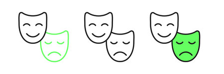 Set line Comedy and tragic theatrical masks icon isolated on white background. Vector.のイラスト素材