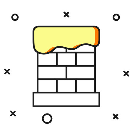 Filled outline Christmas chimney icon isolated on white background. Merry Christmas and Happy New Year. Flat filled outline style with shadow. Vector.のイラスト素材