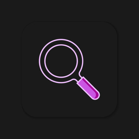 Filled outline Magnifying glass icon isolated on black background. Search, focus, zoom, business symbol. Flat filled outline style with shadow. Vector.のイラスト素材