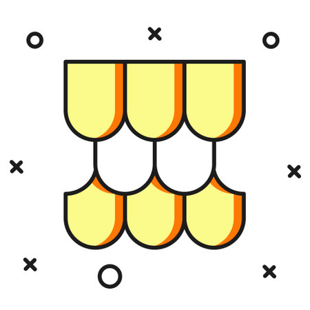 Filled outline Roof tile icon isolated on white background. Flat filled outline style with shadow. Vector.のイラスト素材