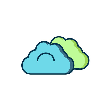 Filled outline Cloudy weather icon isolated on white background. Flat filled outline style with shadow. Vector.のイラスト素材